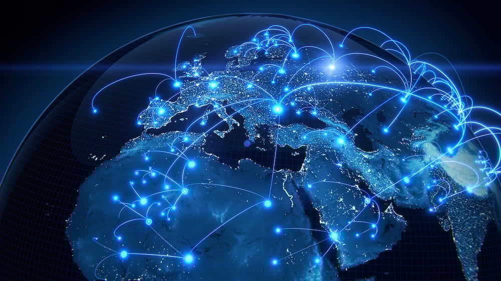 globalization-communication-concept-earth-luminous-rays-3d-rendering