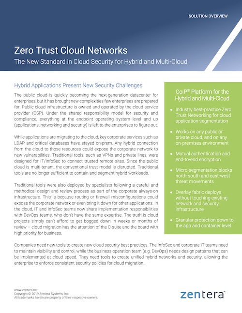 Zentera Solution Overview - Zero Trust Cloud Networks Q12019