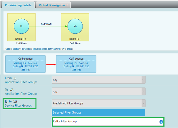 Service filter group is applied to the CoIP WAN connection